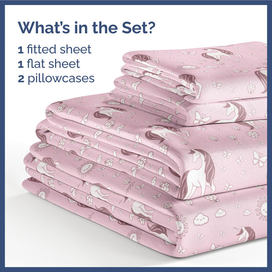 Kids Princess Full 4 Piece Sheet Set - Boys, Girls, Teens, Toddler - Easy Fit Deep Pockets - Breathable, Hotel Quality Bedding Sheets - Machine Washable - Wrinkle Free - Cute, Cozy, Soft - CGK Linens