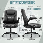 Leather Office Chair, PU Home Computer Desk Chairs with Ergonomic Back Support, 360°Swivel Free，Small Gaming Chair with Wheels and Adjustable Armrests, for Short People Use, Black