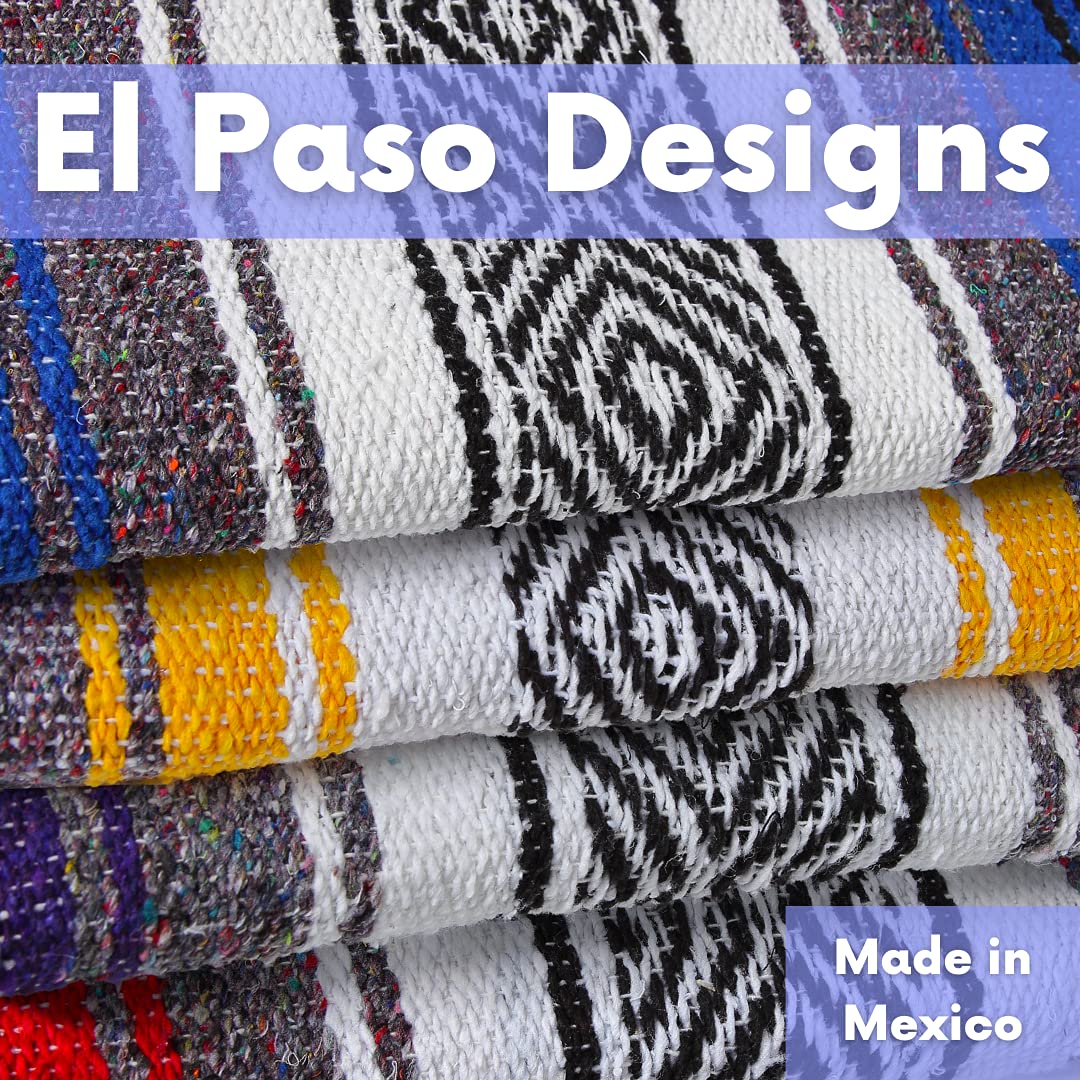 El Paso Designs Mexikanische Yoga-Decke | Bunte Falsa Serape | Park, Yoga, Picknick, Strand, Terrasse, Weiche gewebte Satteldecke, Boho Wohnkultur (Beige)