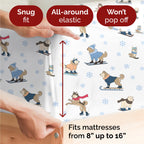 Komplet pościeli King Christmas Tree - Świąteczny wzór Xmas na lnie - Głębokie kieszenie - Dopasowany krój - 4 części - Bez zagnieceń - Wygodna i chłodząca świąteczna pościel zimowa - Łatwa w pielęgnacji - Przyjazna dzieciom