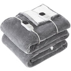 Homemate Electric Heated Blanket Queen - 84"x90" Heating Blanket Queen Size Dual Control 1/2/4/6/8 Hours Auto-Off 10 Heat Level Heat Blanket Over-Heat Protection Flannel Sherpa ETL Certification