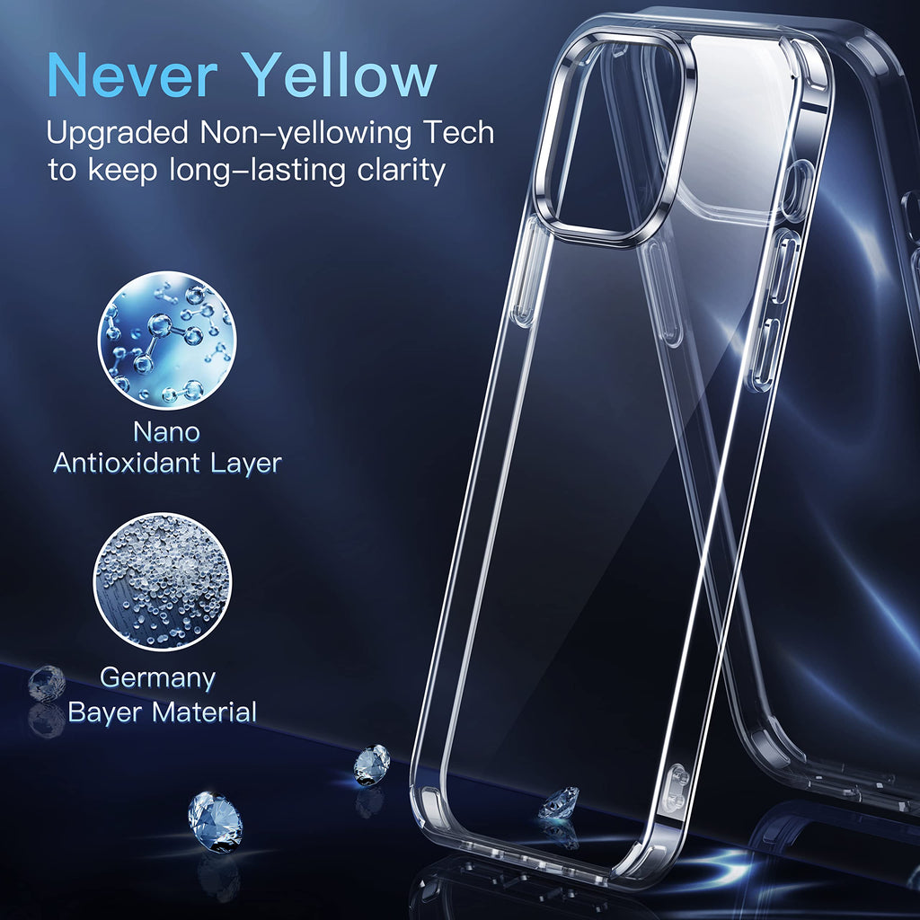 CASEKOO for iPhone 13 Pro Max Case Crystal Clear, [Not Yellowing] [Military-Drop Protection] Shockproof Protective for iPhone 13 ProMax Phone Case 6.7 inch 2021, Clear
