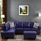 L Shaped Couch, Lounge Sectional Sofa with Chaise for Living Room, 6 Seat Modern Modular Couches with Movable Storage Ottoman, Black Grey