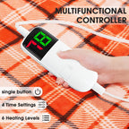 Elektrisch verwarmd deken, 50X60, verwarmingsdeken met 10 verwarmingsniveaus/8 uur automatische uitschakeling, marineblauw geruit Sherpa-dekenverwarmer voor volwassenen, wasbaar deken cadeau voor bank bed kantoor, ETL