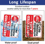 (6 Pack) Restricted Area Sign Authorized Personnel Only, Do Not Enter Sign, 10 x 7 Inches .40 Rust Free Aluminum, UV Protected, Weather Resistant, Waterproof, Durable Ink，Easy to Mount