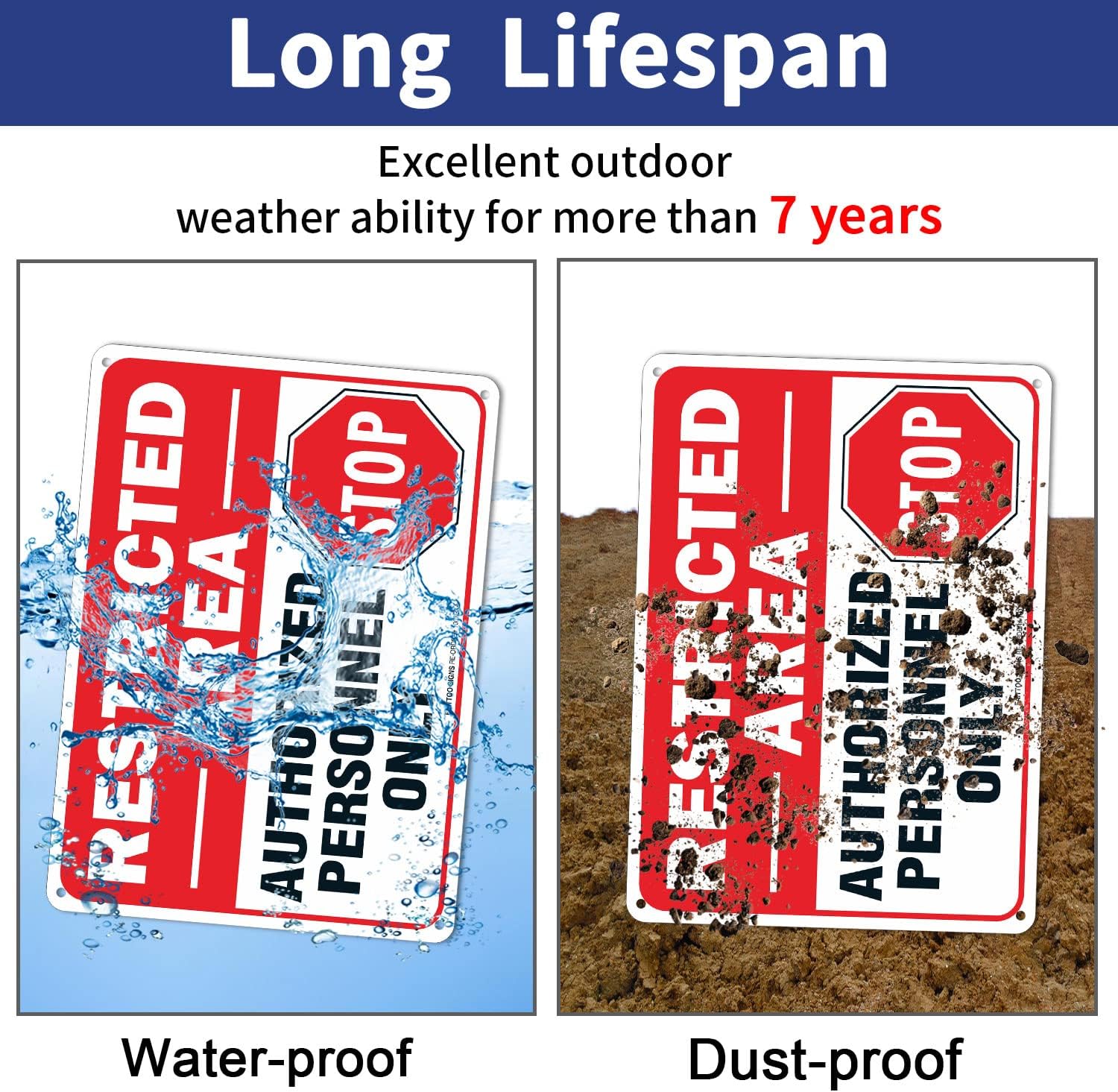 (6 Pack) Restricted Area Sign Authorized Personnel Only, Do Not Enter Sign, 10 x 7 Inches .40 Rust Free Aluminum, UV Protected, Weather Resistant, Waterproof, Durable Ink，Easy to Mount