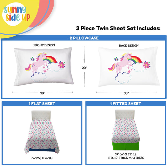 Sunny Side Up Minecraft Creeper & Animals Twin Sheet Set - 3 Piece Kids Bedding Set Includes Pillow Cover - Super Soft Microfiber Sheets