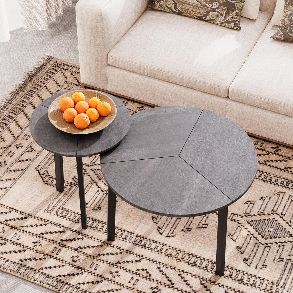 COSIEST Glass Coffee Table, 32" Round Coffee Tables with Storage, 2-Tier Glass Top, Clear Coffee Table, Simple & Modern Center Table for Living Room or Home Office (Champagne)