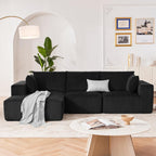 108” Modular Sectional Sofa, Cloud Sectional Couch with Deep Seat, Modern Modular L-Shape Sofa Couch with Chaise,Upholstered Couches for Living Room Bedroom (Black, Left Facing Chaise)