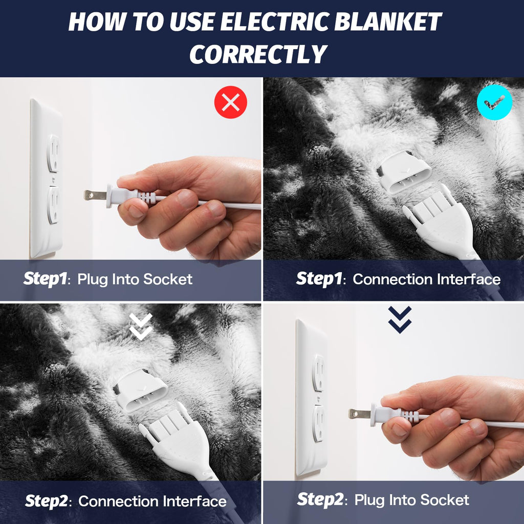 Manta Elétrica Aquecida OCTROT - Manta de Aquecimento em Sherpa de Lã para Sofá, Manta de Aquecimento de Pelo Sintético para Colo com Temporizador de 5 Posições e 10 Níveis de Aquecimento, Certificação ETL&FCC, para Adultos