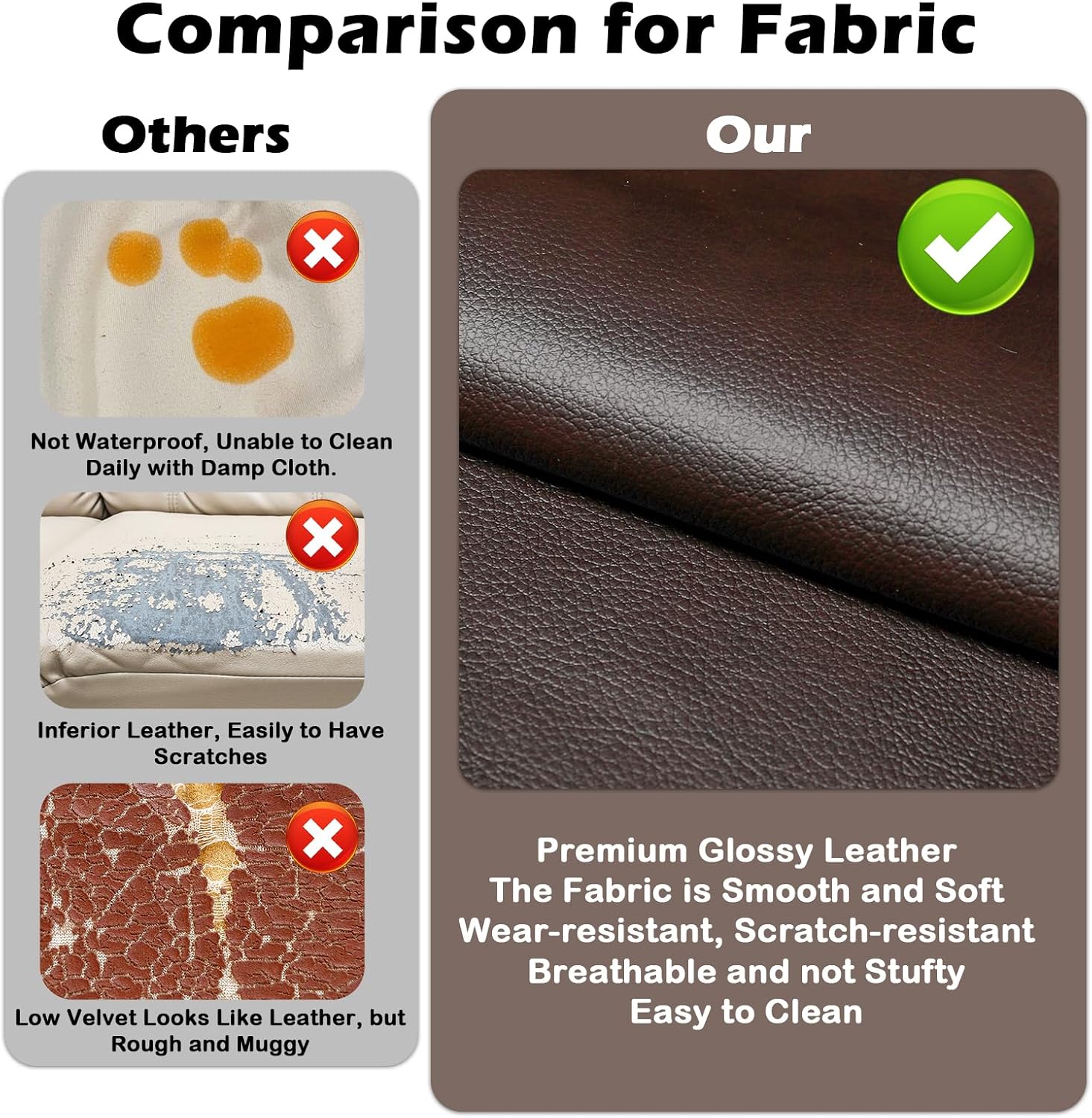 STHOUYN 85” Faux Leather Sofa Brown Leather Couch with USB, Mid Century Modern 3 Seater Couches Sofas Living Room Apartment, Large Office Sofa Couch, Stain Resistant & 3 Tufted Cushion (Brown)