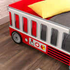KidKraft Fire Truck Wooden Toddler Bed with Guard Rails, Children's Furniture - Red, Gift for Ages 15 mo+
