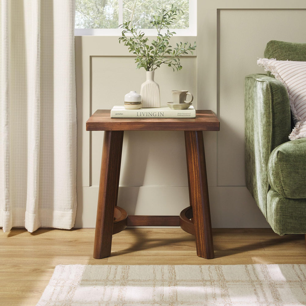 Walker Edison Colt Modern Farmhouse Solid Wood Square Side Table, 18 Inch, Espresso