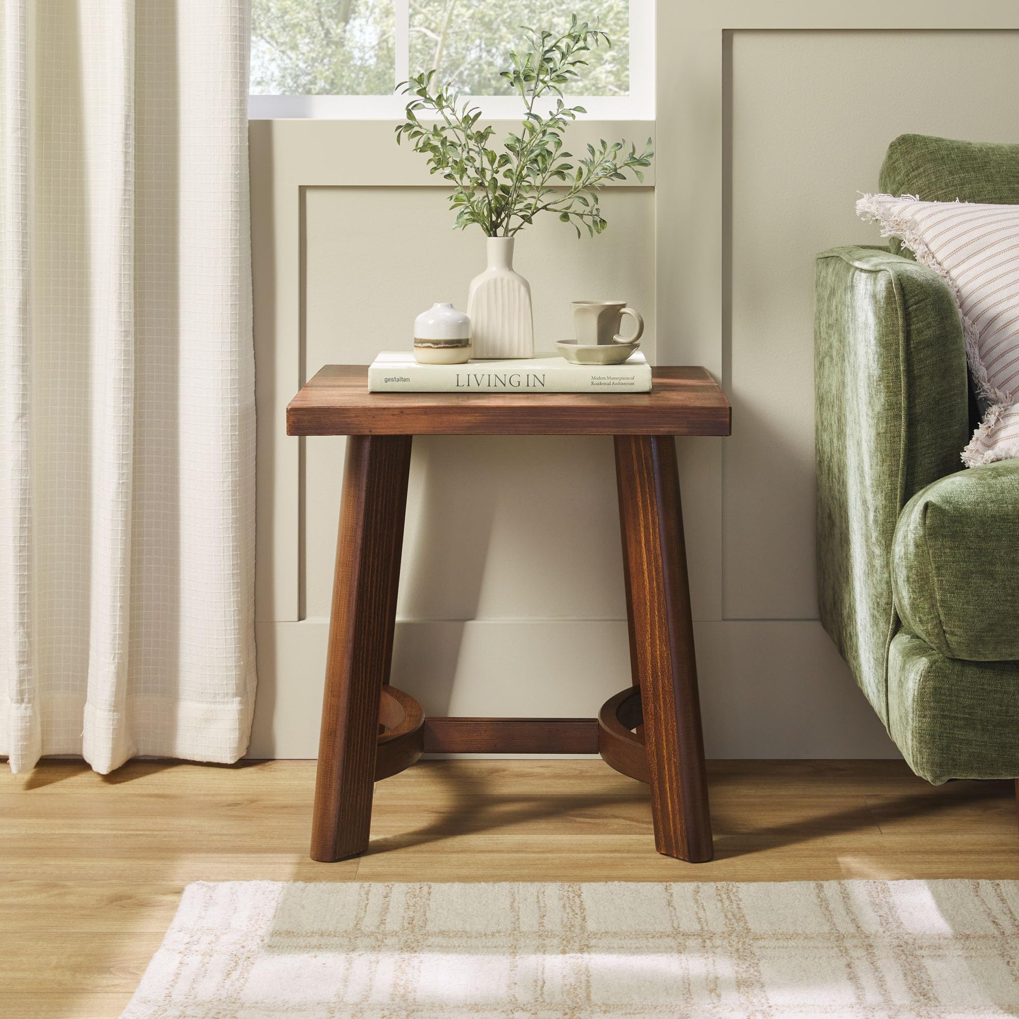 Walker Edison Colt Modern Farmhouse Solid Wood Square Side Table, 18 Inch, Espresso