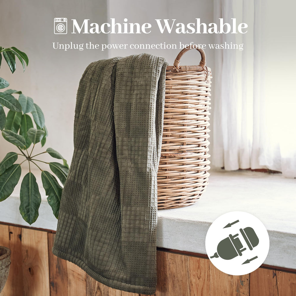 Verwarmd deken elektrisch deken plaid 50''X60'' - verwarmingsdeken met 6 warmtestanden - 2-10 uur automatische uitschakeling, ETL gecertificeerd, wasmachinebestendig (zwart)