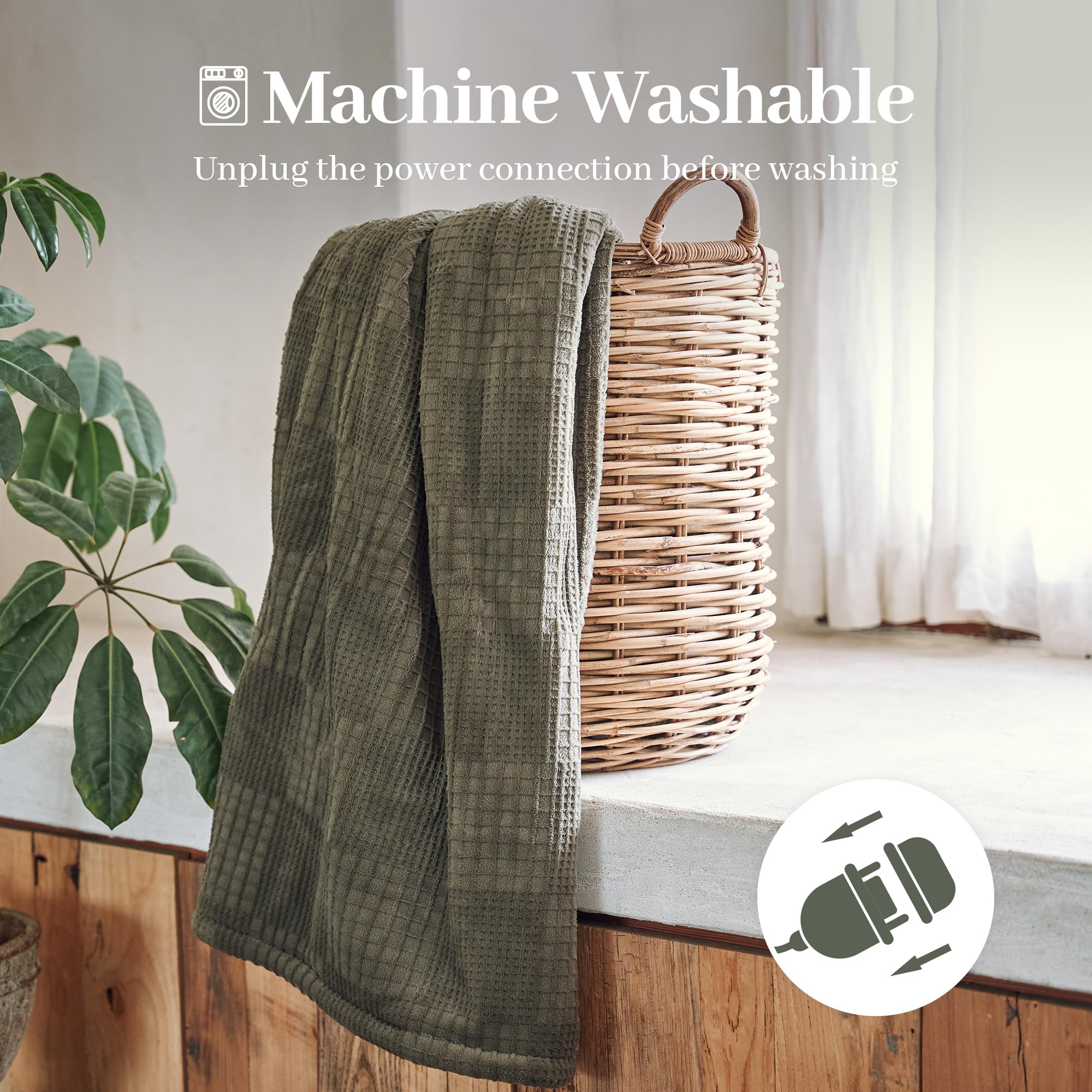 Verwarmd deken elektrisch deken plaid 50''X60'' - verwarmingsdeken met 6 warmtestanden - 2-10 uur automatische uitschakeling, ETL gecertificeerd, wasmachinebestendig (zwart)