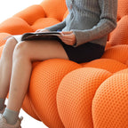 JACH Bubble Sofa Curved Couch Set, Comfy Upholstered Sofa, Mesh Fabric 3D Honeycomb Shape Modern Couches for Living Room, Apartment (Orange, 1 Seater, 2 Seater, 3 Seater, Ottoman)