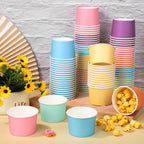 Aodaer Paper Ice Cream Cups Disposable Dessert Bowls 6 Colors Ice Cream Containers Hot and Cold Food Bowls Summer Party Treat Cups for Frozen Yogurt, Dessert, Sundae (300, 8 oz)