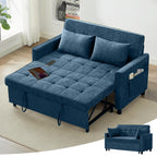 Tbfit 57" Convertible Sofa Bed, Chenille Futon Sleeper Sofa Couch with Pullout Bed, USB & Adjustable Backrest, Queen Size Pull Out Loveseat Couches for Living Room, Apartment, Office, Dorm, Dark Grey