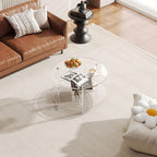 Acrylic Round Coffee Table, 23.6" Wide Modern Tea Table with Storage Shelf, 2-Tier Circle Center Table for Living Room, Office Reception and Apartment (Clear)