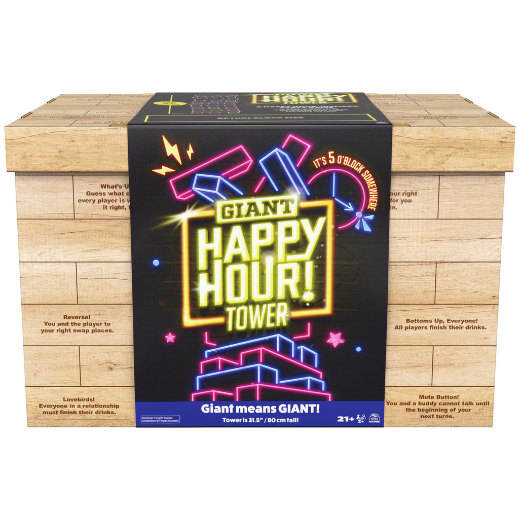 スピンマスターゲームズ、ハッピーアワータワー、巨大ジャンブリング木製ブロック、大学ゲーム、バチェロレッテパーティー、ハウスパーティー、18歳以上向け