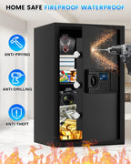 Cassaforte ignifuga da 3,0 Cuft per la casa, cassaforte ignifuga e impermeabile, cassaforte digitale per documenti con tastiera programmabile LCD, chiavi di riserva, avviso intelligente, grandi casseforti a combinazione per denaro, gioielli e contanti