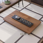 Folding Coffee Table for Living Room - No Assembly Rectangular Foldable Low Table, Japanese Natural Bamboo Wood Coffee Table for Small Space Bedroom, Study, Camping, 31.5" Desktop (Dark Brown)