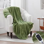 SEALY Electric Blanket Throw, Flannel Heated Blanket with 6 Heat Settings & 2-10 Hours Auto Shut Off, Fast Heating & Machine Washable for Home Office Use, 50x60 Inch, Light Grey