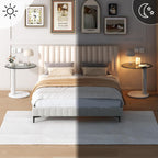 Hooseng Glass Round Coffee Table End Table, 22-Inch Modern Tempered Transparent Glass Top,Perfect for Living Room,Cafe,Home,and Office(White)