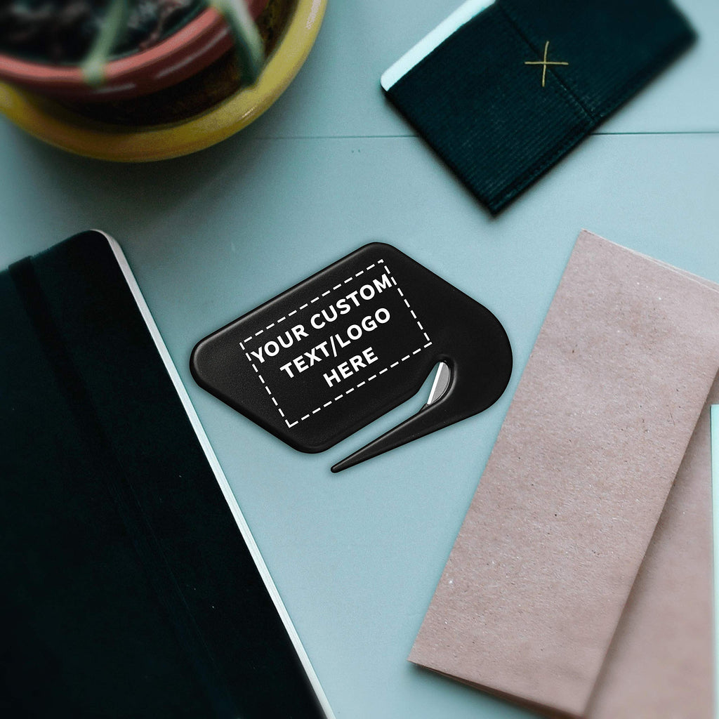 Custom Translucent Plastic Letter Openers Set of 10, Personalized Bulk Pack - Perfect for Home or Office - Black