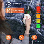 Manta Elétrica Aquecida OCTROT - Manta de Aquecimento em Sherpa de Lã para Sofá, Manta de Aquecimento de Pelo Sintético para Colo com Temporizador de 5 Posições e 10 Níveis de Aquecimento, Certificação ETL&FCC, para Adultos
