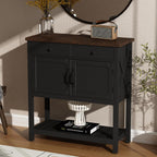ChooChoo Farmhouse Console Table, Entryway Table with Storage Shelf, Coffee Bar Cabinet, Narrow Buffet Sideboard for Kitchen, Hallway, Living Room, Black