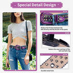 TINIDI Luxury Strap Men Women Rhinestones Belt Western Bling Bling Crystal Diamond Studded Belts(Black Purple, Fit Waist 30-32 inches)
