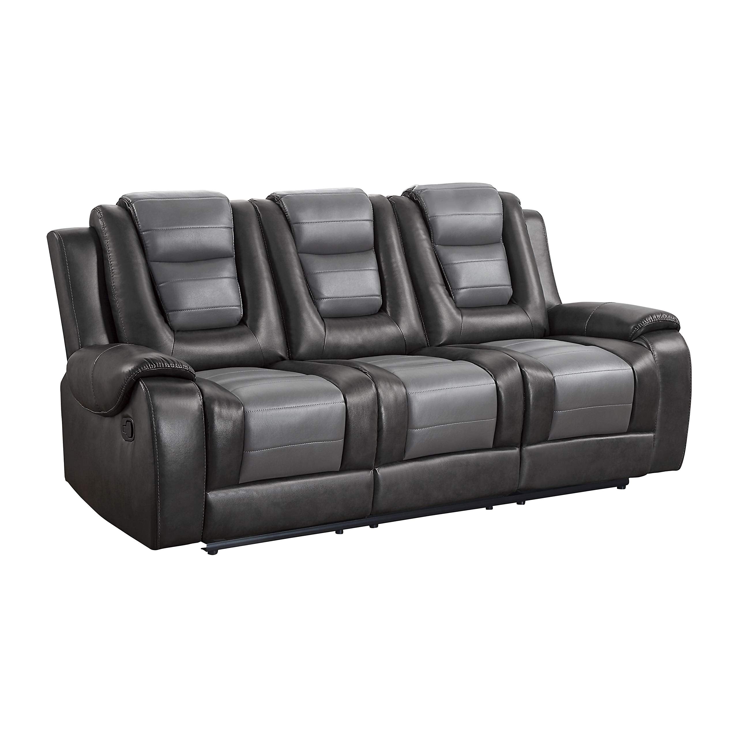 Lexicon Reclining Living Room Set, Manual Reclining Sofas, Couches for Living Room, Home Theater Seating, Includes Reclining Sofa and Double Gliding Loveseat, 2-Piece Set, Two-Tone Brown​