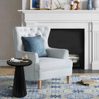 Small Pedestal Side Table, Round Modern Drink Table for Small Space Living Room, Bedroom (Black)