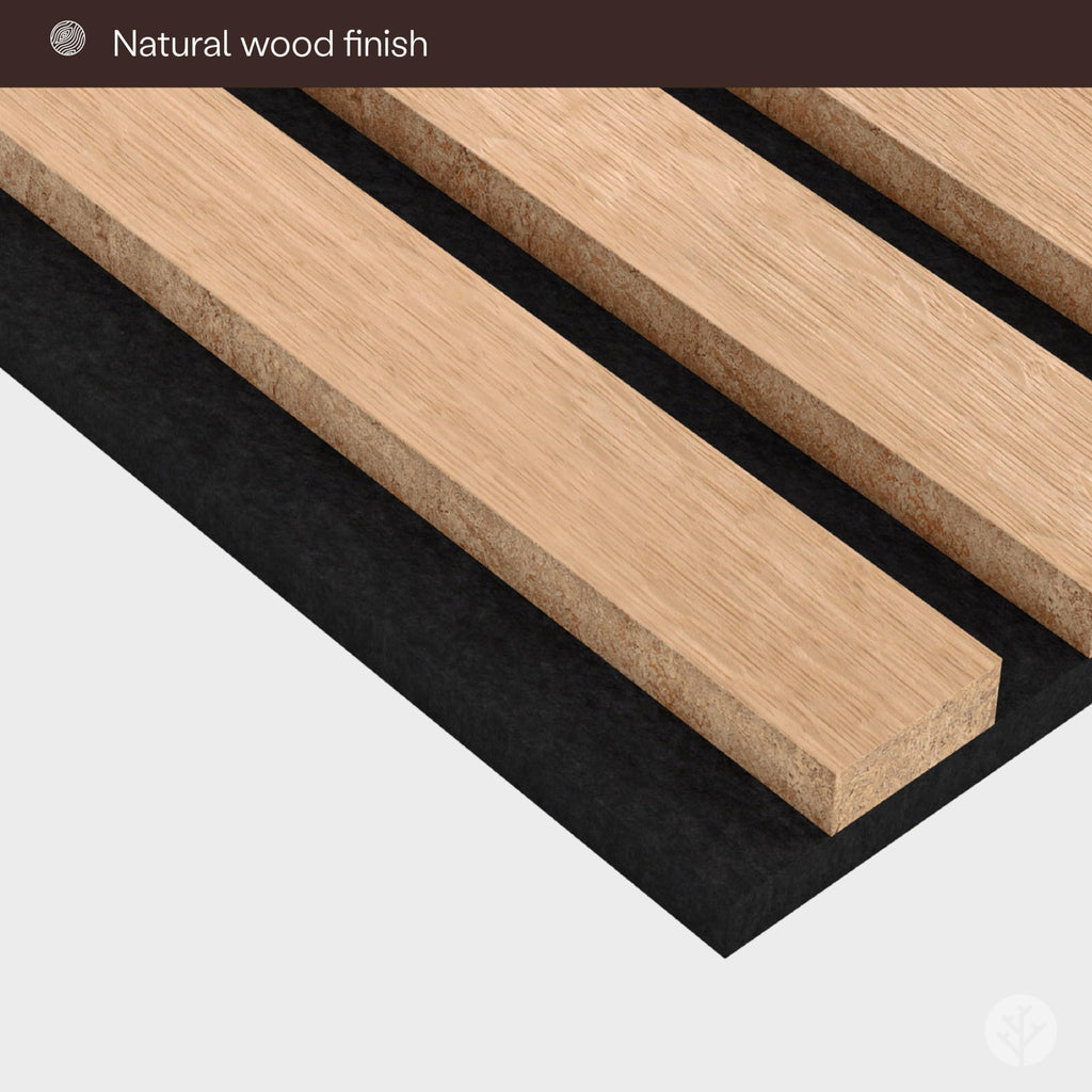 WVH Slatpanel Oak Natural Core – Acoustic 3D Textured Wood Panels for Walls & Ceilings | Decorative Panels for Homes, Offices & Studios | 2 x 47.24” x 12.6” | Real Wood Veneer, MDF, Felt - Grand Goldman