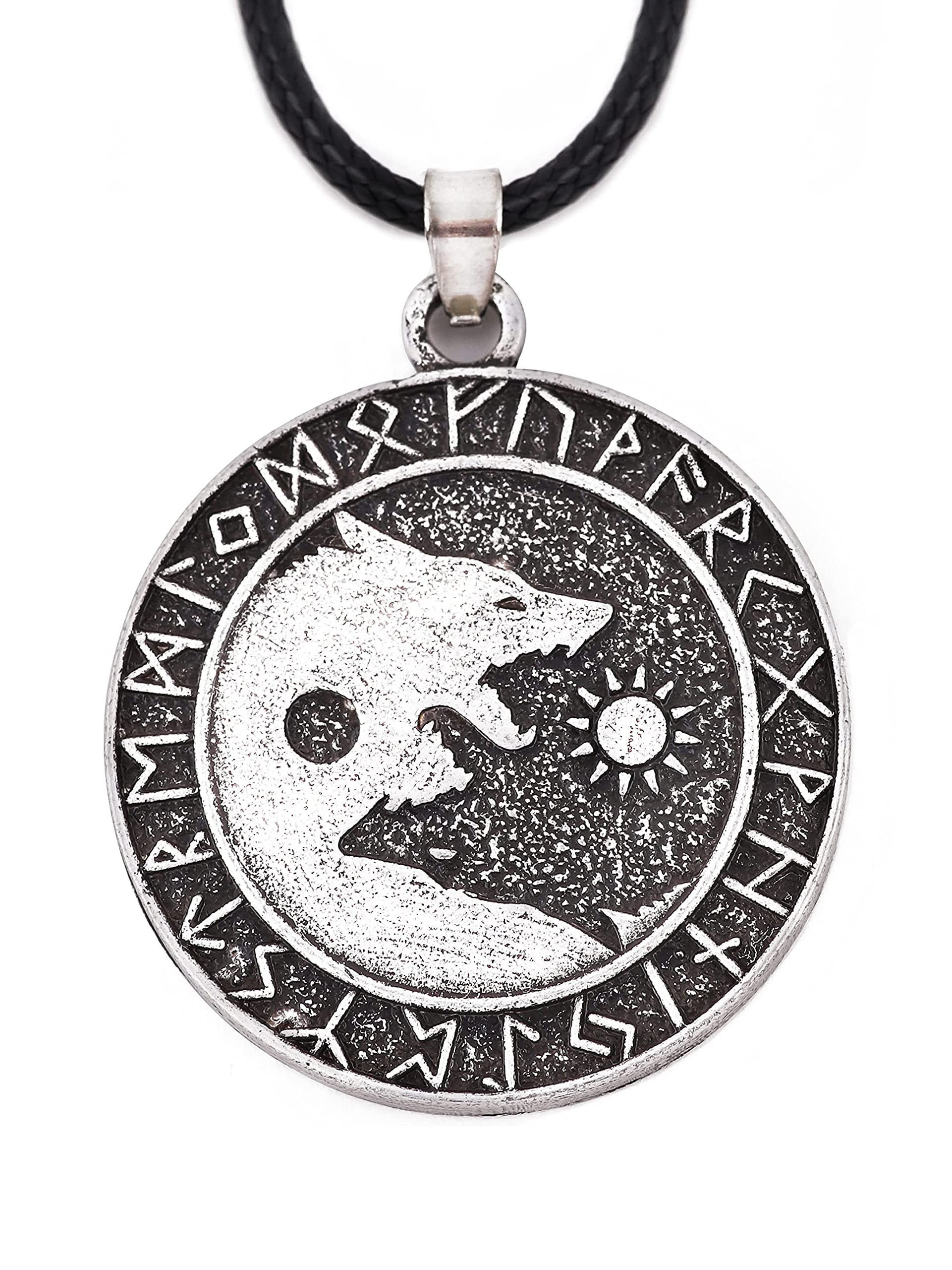 HAQUIL Viking Necklace, Skoll Hati Wolf Pendant, Viking Jewelry Gift for Men and Women