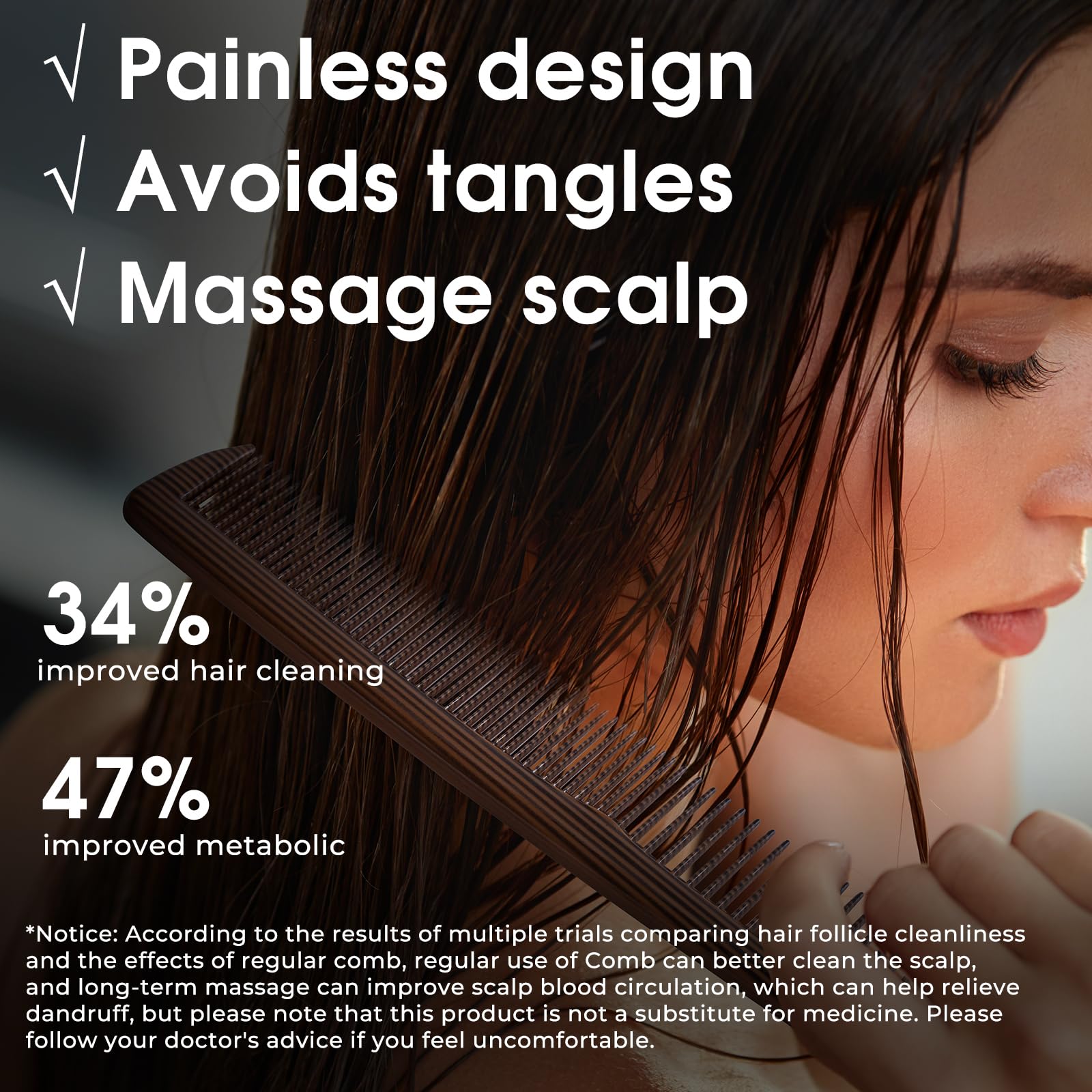 4 Piece Combs with Wooden Grain,Wide tooth Comb,Rat Tail Comb,Beard Combs,Fine Tooth Professional Hair Comb Set for Women,Men Barber Styling/Curly/Teasing/Parting/Mustache