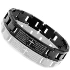 Urban Jewelry Lords Prayer Cross - 316L Stainless Steel Link Bangle Bracelet for Men