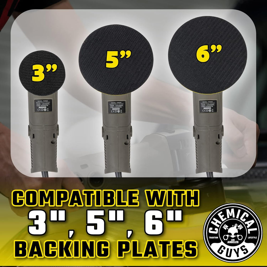 Chemical Guys BUF_503X TORQX Random Orbital Polisher, Pads, Polishes & Compounds Kit (Safe for Cars, Trucks, SUVs, & More) 700W, Orbit 8mm - 9 Items