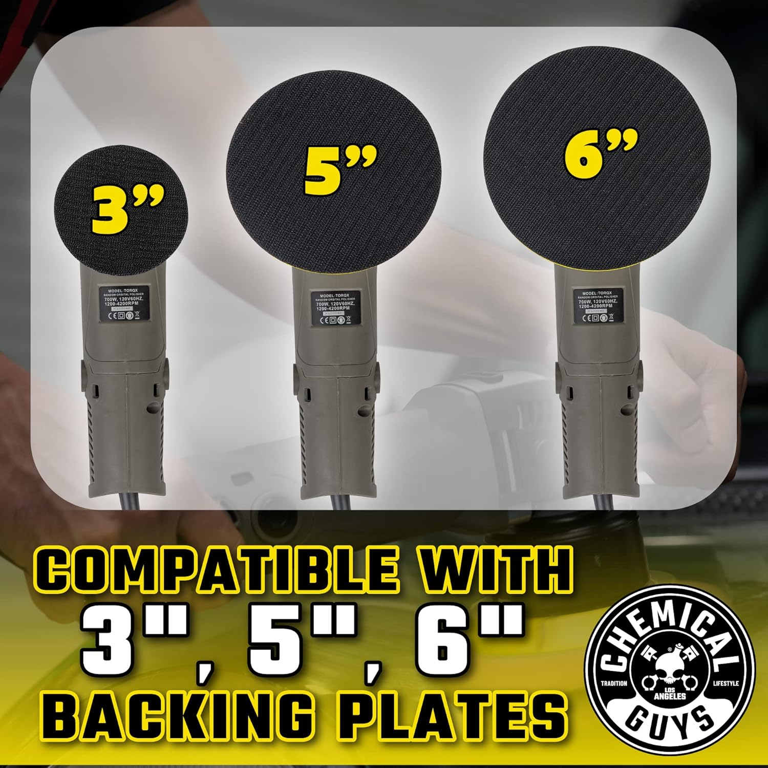 Chemical Guys BUF_503X TORQX Random Orbital Polisher, Pads, Polishes & Compounds Kit (Safe for Cars, Trucks, SUVs, & More) 700W, Orbit 8mm - 9 Items