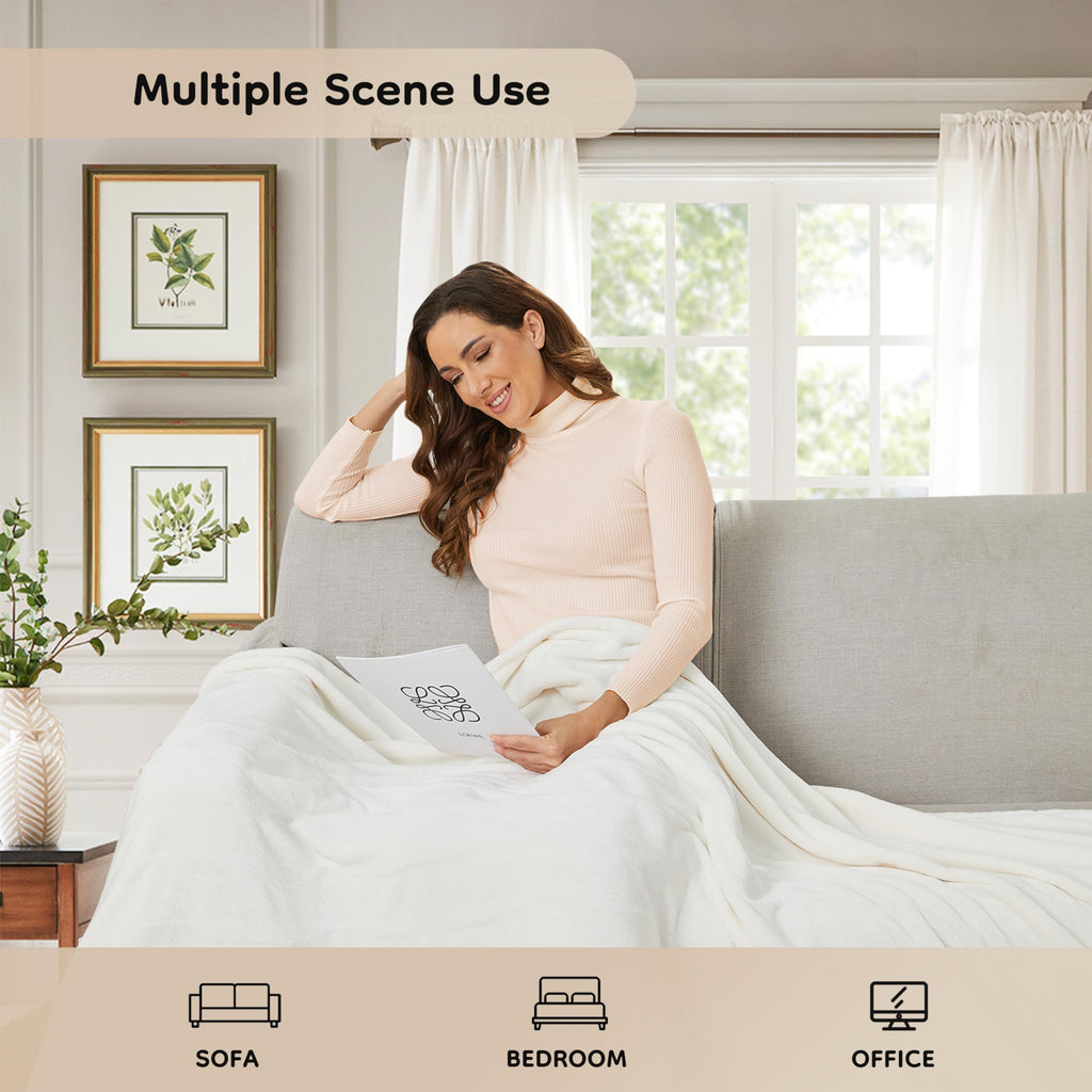 Elektrisch verwarmd deken 72" x 84" volledige maat flanellen stof met 4 verwarmingsniveaus & 10 uur automatische uitschakeling, ademend warm en wasbaar voor zacht en bed - lichtgrijs