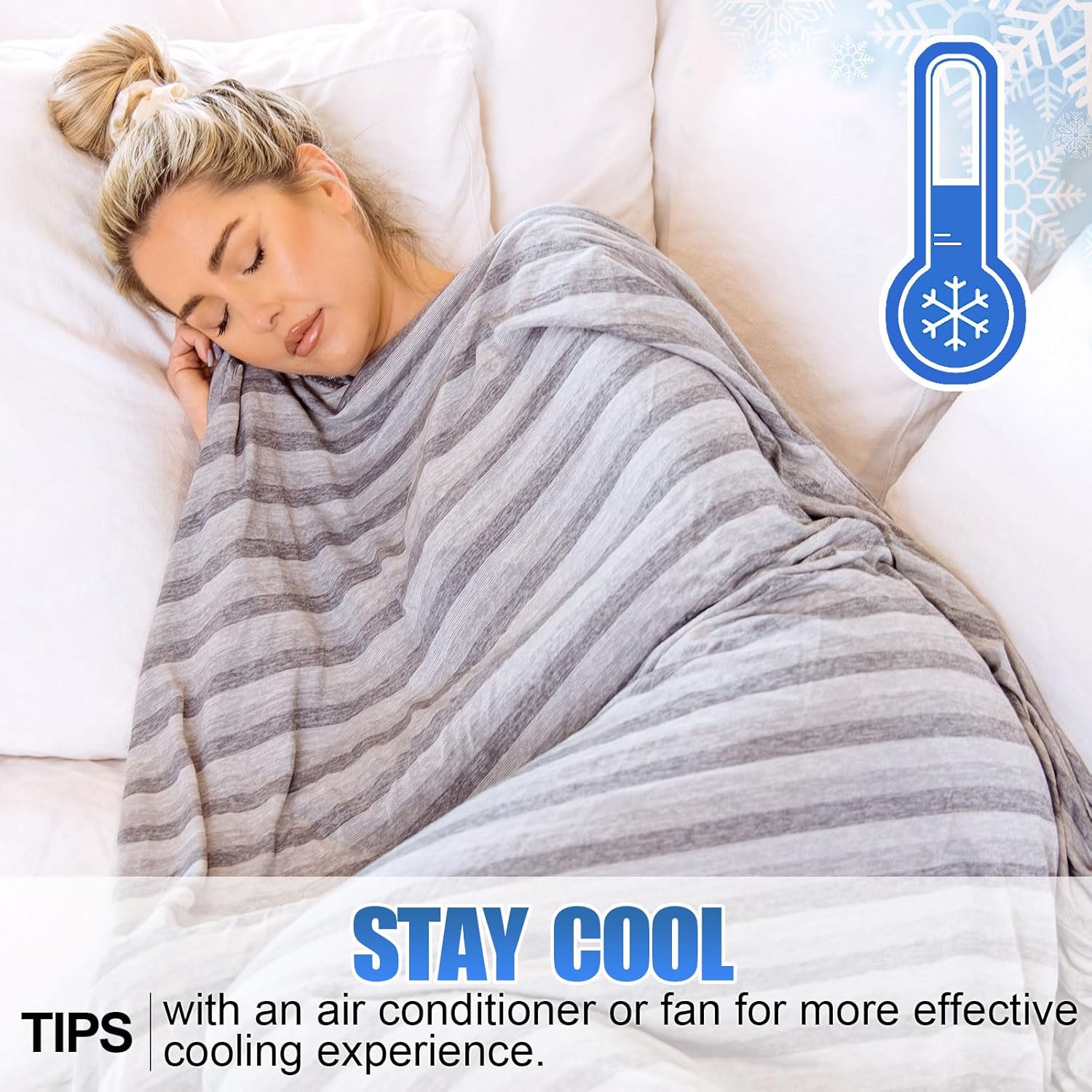 Ailemei Direct Cooling Blanket for Hot Sleepers,Double Sided Cold Effect,Queen Size Lightweight Breathable Summer Large Big Blankets for Bed,Transfer Heat to Keep Body Cool Night Sweats,90"x90"