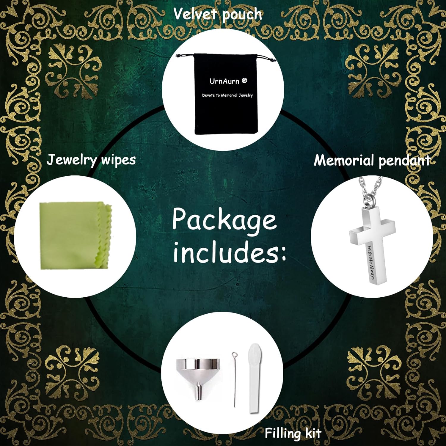 Cremation Cross Necklace for Ashes Cross Urns Locket Pendant Ashes Holder Stainless Steel Memorial Jewelry-With Me Always