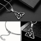 Celtic Knot Necklace Viking Pendant - Celtic Norse Triple Odin Horns Crescent Moon of Oden Horn Necklace Mens 316L Stainless Steel Triskelion Amulet Pewter Tribal Protection Viking Triskele Jewelry