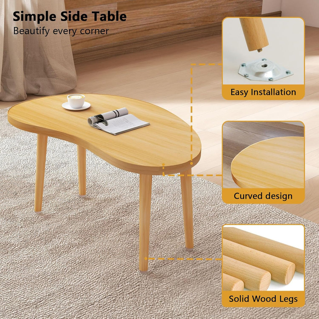 Mango Coffee Table Low Table with 4 Solid Wood Sturdy Legs, Floor Table Desk for Sitting on The Floor, Storage and Living Room Furniture (Natural)