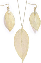 BOUTIQUELOVIN Filigree Long Leaf Pendant Dangle Necklace and Earring Jewelry Set Fashion for Women