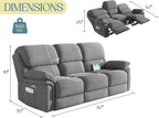 VanAcc Power Recliner Sofa, Home Theater Seating with Type-C Charging Ports, Electric Reclining Sofa for Living Room, Grey Sofa Recliner