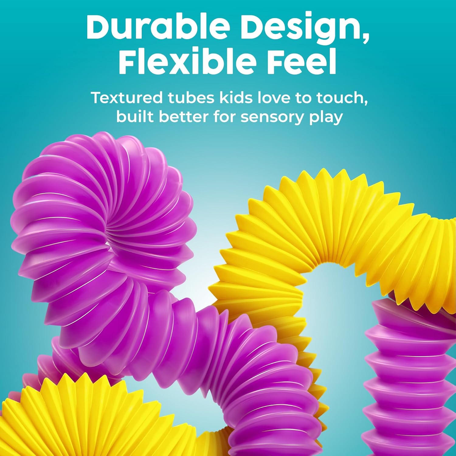 BUNMO Easter Basket Stuffers for Toddler - Pop Tubes - Sensory Fidget Toys - Creative Learning - Hours of Fun for Kids - Easter Toys - Tons of Ways to Play - Non-Mouthable 3+ - 4 Pack Large