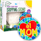 Creative Roots Paint Your Own #1 Dad Stepping Stone, Paintable Ceramic 7 in. Stone, Includes 6 Acrylic Paints & Paintbrush, Great Arts and Crafts for Kids Ages 8-12, Father's Day Gift